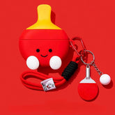 Cute Funny Red Silicone AirPods Case 3″ - Ping Pong Paddle Pendant